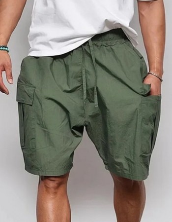 Casual Men's Loose Big Pocket Cargo Green Shorts