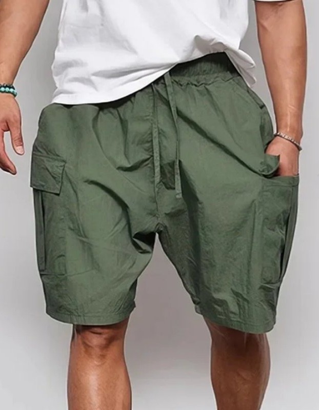 Casual Men's Loose Big Pocket Cargo Green Shorts