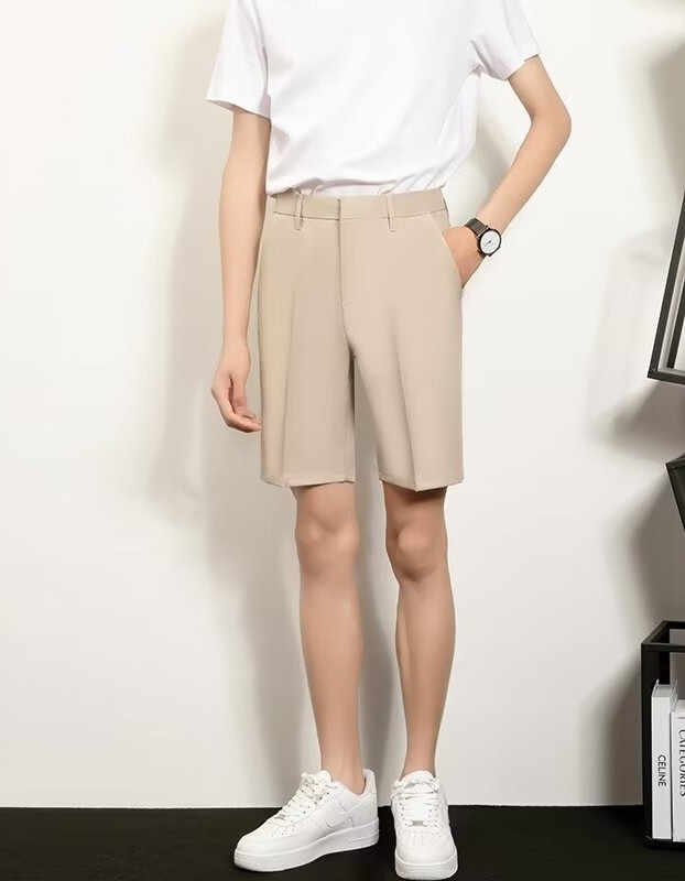 Men's Slim-fit Casual White Straight-leg Shorts