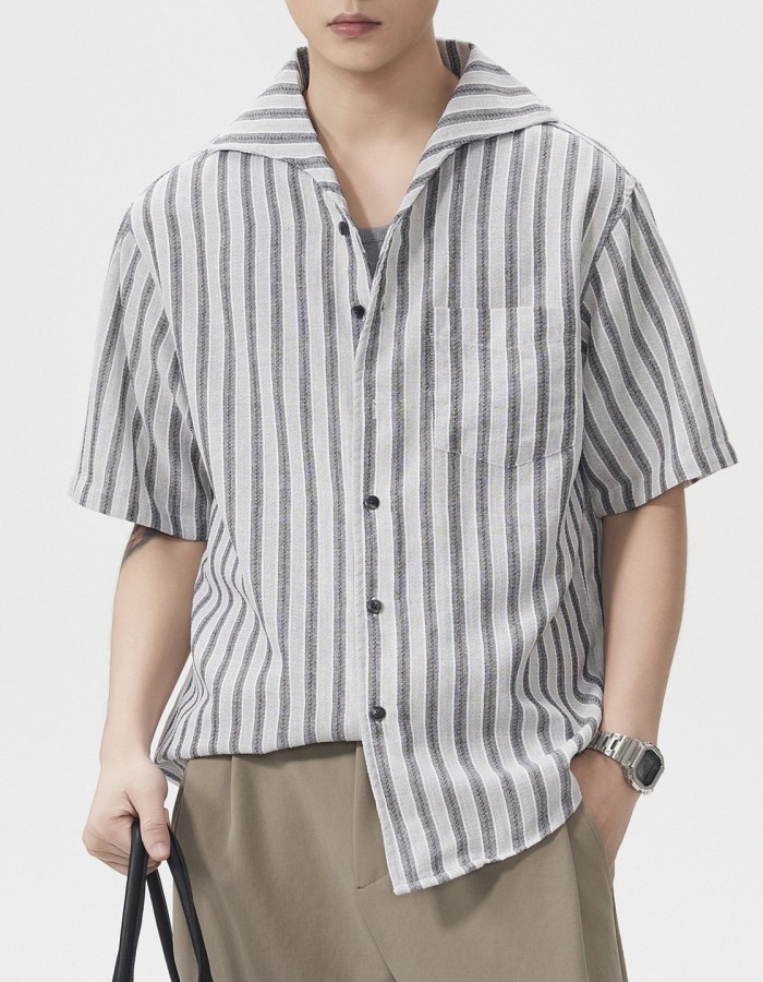 Men's Short-Sleeve American-Style Trendy Loose Shirt