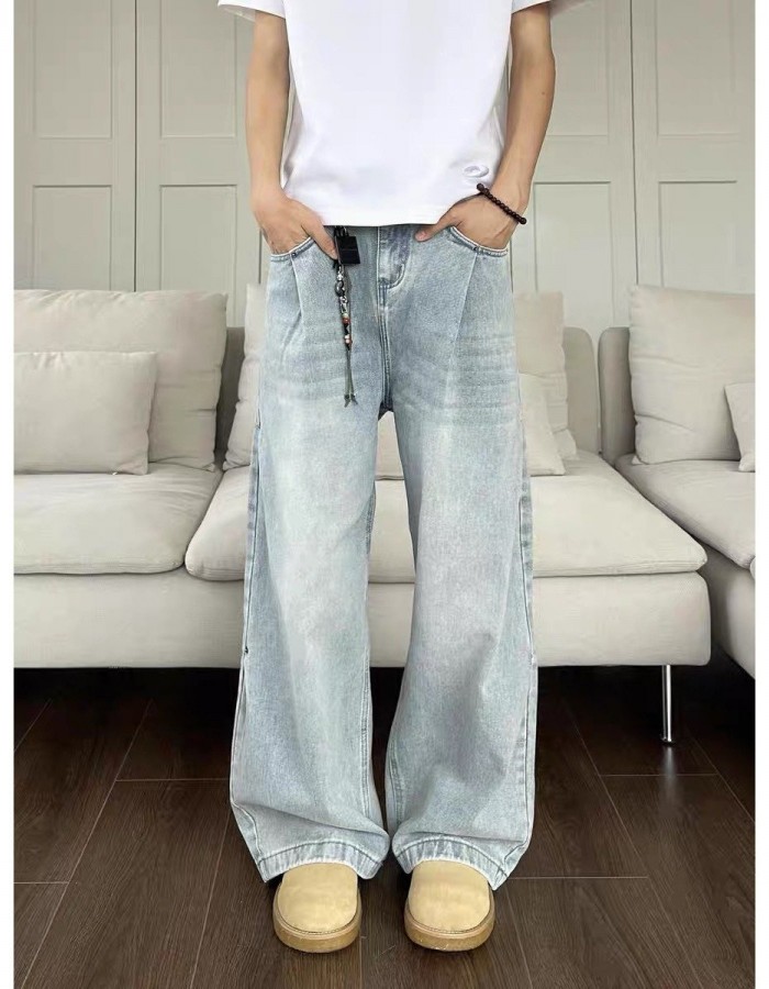 Light-blue Washed-in-wash-and-wear Jeans For Men That Go With Everything