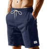 Solid-color Lace-up Loose-fit Straight-leg Mens Shorts For Summer