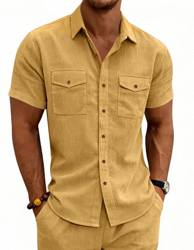 Men's Casual Loose-fit Workwear Short-Sleeve Lapel Shirt
