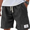 Fashionable Drawstring Textured Solid-Colored Shorts Beach Pants