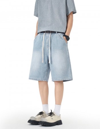 Mens Stretch Waist Lyocell Ice Silk Denim Shorts