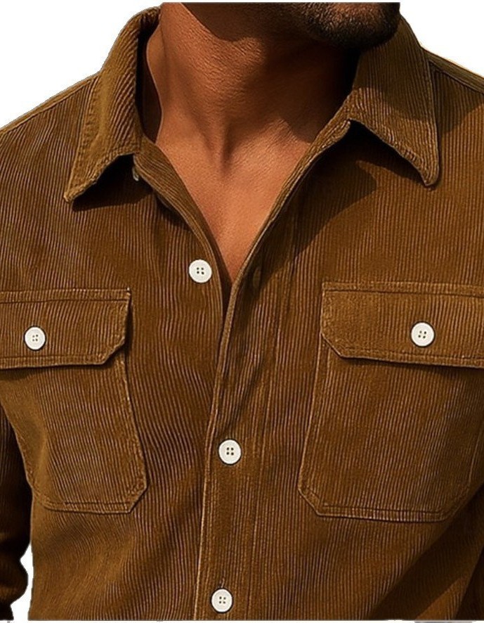 Mens Loose-fit Corduroy Shirt-coat