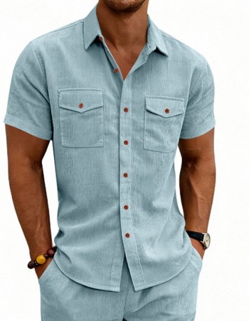 Men's Casual Loose-fit Workwear Short-Sleeve Lapel Shirt