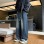 Flared Jeans Solid Color Plus Size Oversized Retro Version