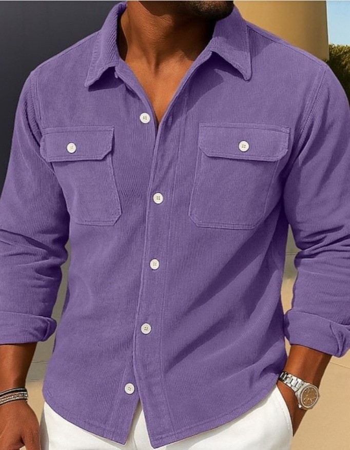 Mens Loose-fit Corduroy Shirt-coat