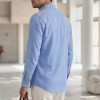 Mens Long-Sleeve Solid-Color Casual Breathable Shirt