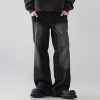 Mens Straight Leg Loose Fit Wide Leg Jeans
