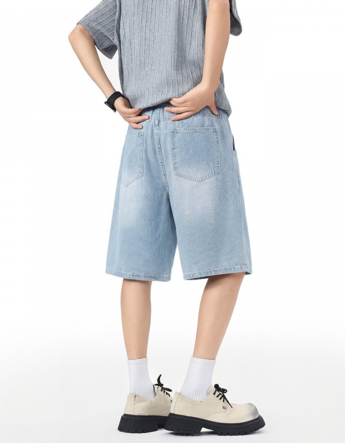 Mens Stretch Waist Lyocell Ice Silk Denim Shorts
