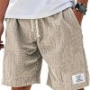 Fashionable Drawstring Textured Solid-Colored Shorts Beach Pants