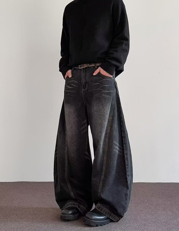Mens High-Street Relaxed Premium-Looking Versatile Wide-Leg Pants