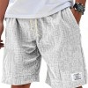 Fashionable Drawstring Textured Solid-Colored Shorts Beach Pants