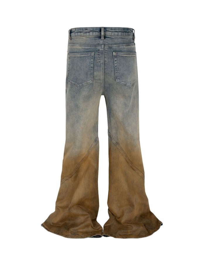 Men's Gradient Trousers Wide Leg Distressed Casual Jeans