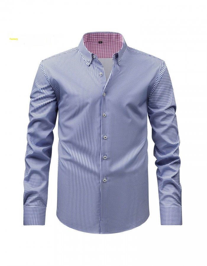 Mens Four-Way Stretch Digital-Print Long-Sleeve Collared Shirt