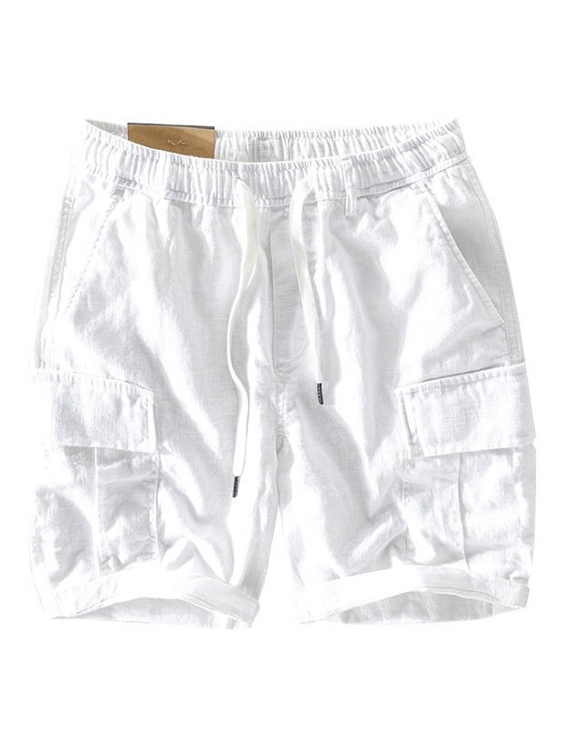 Mens Casual Linen Shorts With Pocket Drawstring