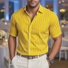 Men's Short-Sleeve Striped Printed Shirt