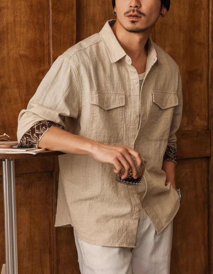 Old Money Style Vintage Linen Shirt